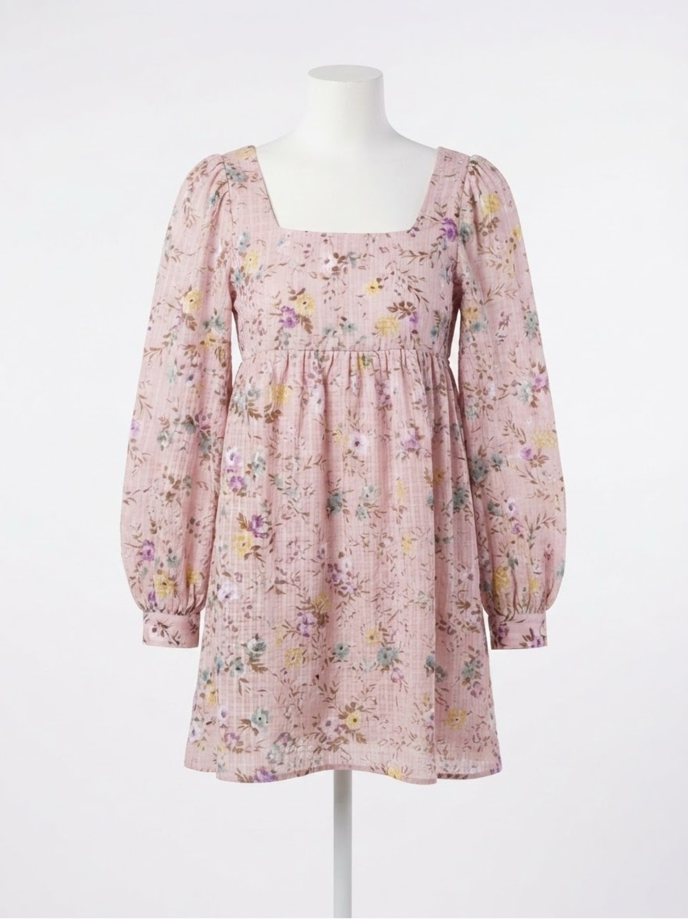 Blu Pepper Pastel Pink Floral Smocked Midi Dress